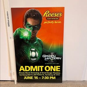 Green Lantern Private Movie Screening Oversized Ticket sponsored by Reese’s